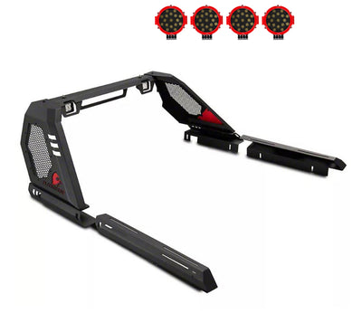 2005-2026 Toyota Tacoma Vigor Roll Bar Kit Modular 2nd Box contains VI06 : 51lb, 34x12x7 Incl. 2 pairs of 7.0"Dia.  LED  Lights w/Red Trim Rings w/ Wiring Harness and Switch | Black Horse Off Road - Image 1