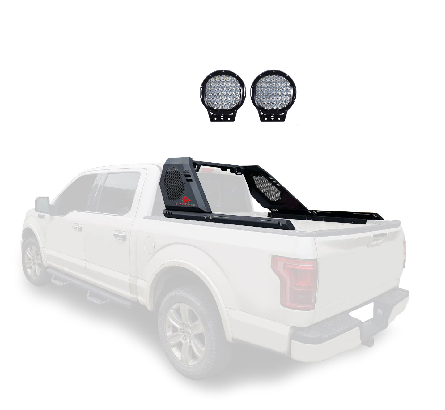 2005-2021 Nissan Frontier Vigor Roll Bar Kit Modular W/ Set of 9" Black Round LED Light | Black Horse Off Road - Image 5