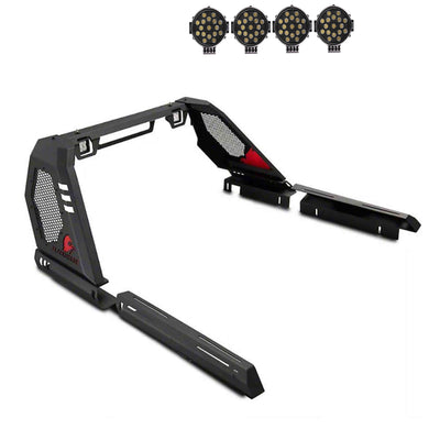 2005-2021 Nissan Frontier Vigor Roll Bar Kit Modular Incl. 2 pairs of 7.0"Dia.  LED  Lights w/ Black Trim Rings w/ Wiring Harness and Switch | Black Horse Off Road - Image 1