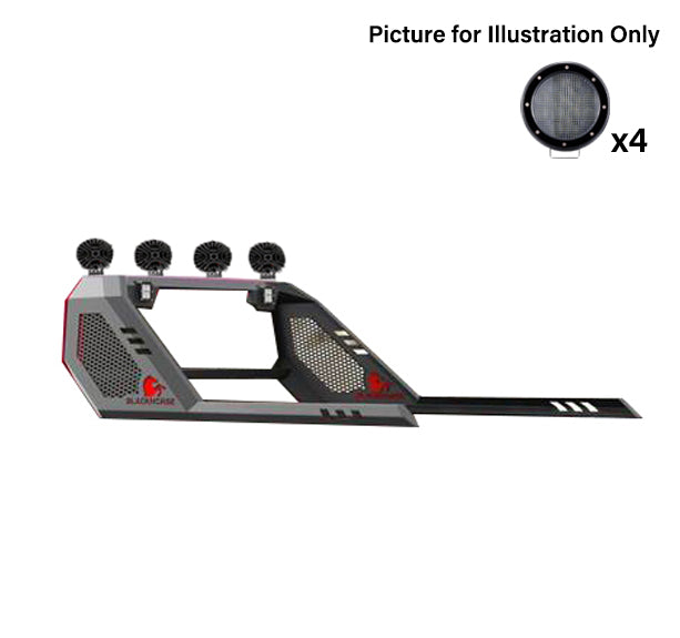 2005-2021 Nissan Frontier Vigor Roll Bar Kit Modular 2 sets of 5.3" Dia.  Black LED Flood Lights w/ Harness and Switch | Black Horse Off Road - Image 10