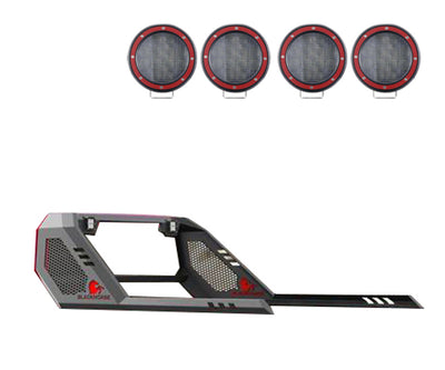 2005-2021 Nissan Frontier Vigor Roll Bar Kit Modular 2 sets of 5.3" Dia.  Black LED Flood Lights w/ Harness and Switch | Black Horse Off Road - Image 5