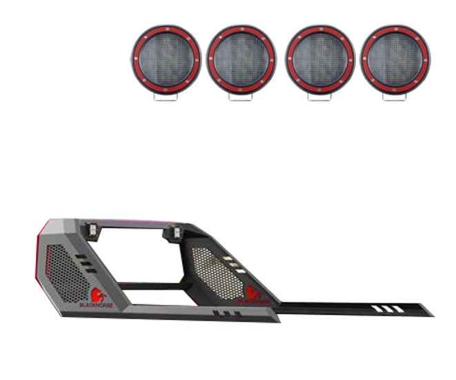 2019-2026 Ford Ranger Vigor Roll Bar Kit Modular 2 sets of 5.3" Dia.  Black LED Flood Lights w/ Harness and Switch | Black Horse Off Road - Image 5