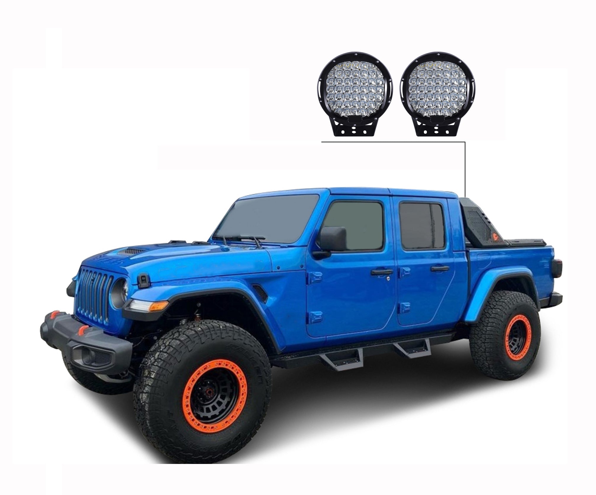 2020-2026 Jeep Gladiator Vigor Roll Bar Kit Modular W/ Set of 9" Black Round LED Light | Black Horse Off Road - Image 8