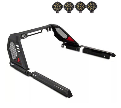 2020-2026 Jeep Gladiator Vigor Roll Bar Kit Modular Incl. 2 pairs of 7.0"Dia.  LED  Lights w/ Black Trim Rings w/ Wiring Harness and Switch | Black Horse Off Road - Image 1
