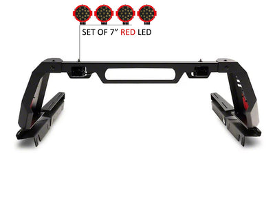 2020-2026 Jeep Gladiator Vigor Roll Bar Kit Modular Incl. 2 pairs of 7.0"Dia.  LED  Lights w/Red Trim Rings w/ Wiring Harness and Switch | Black Horse Off Road - Image 5