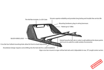 2014-2026 1500 Vigor Roll Bar W/ Cross Bar Modular | Black Horse Off Road - Image 2