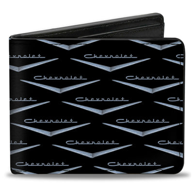 Bi-Fold Wallet - 1955-57 CHEVROLET V Emblem Monogram Black Silver