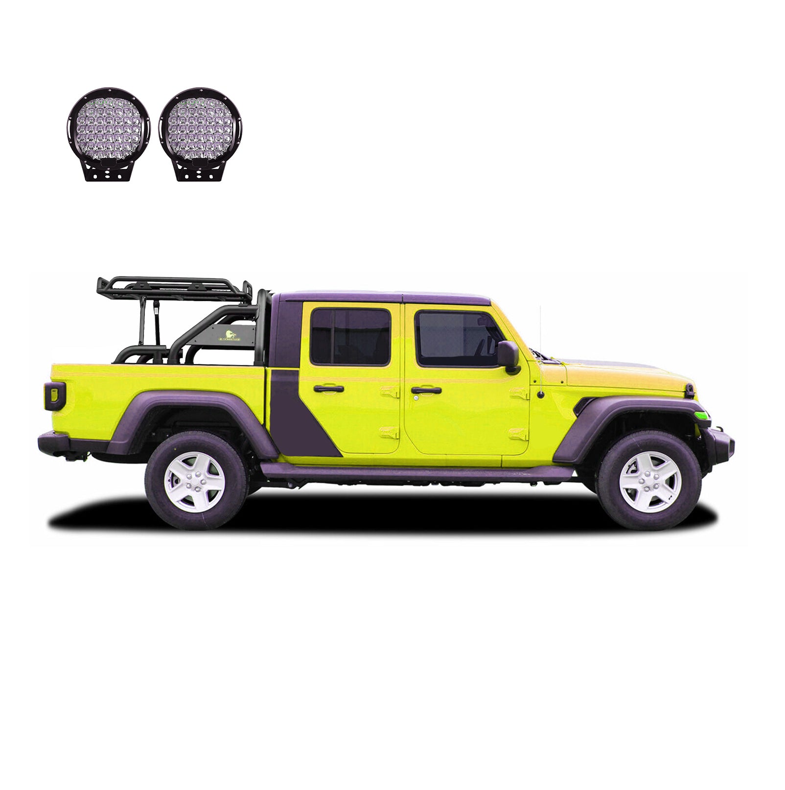 2020-2026 Jeep Gladiator Warrior Roll Bar Kit W/ Set of 9" Black Round LED Light | Black Horse Off Road - Image 3