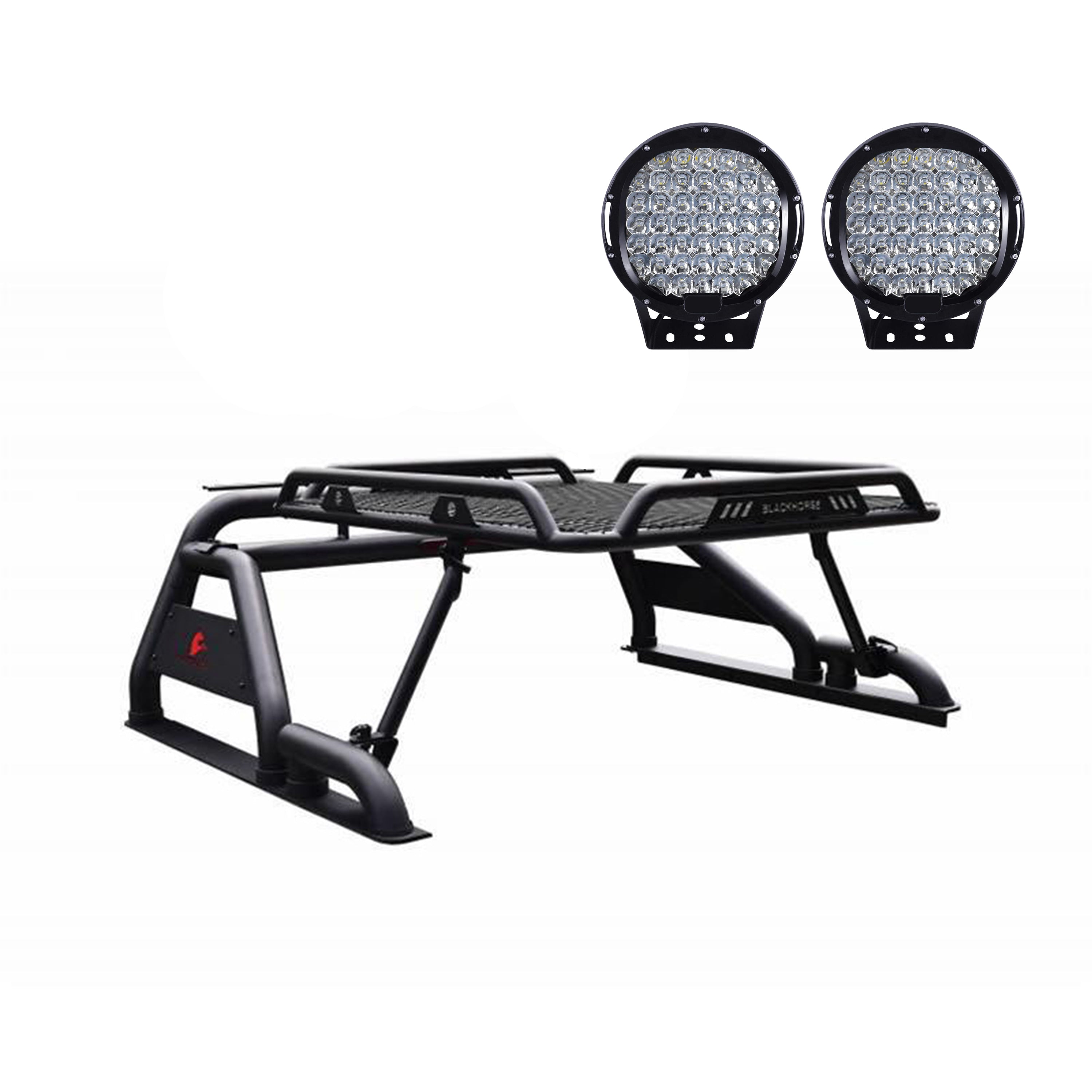 2020-2026 Jeep Gladiator Warrior Roll Bar Kit W/ Set of 9" Black Round LED Light | Black Horse Off Road - Image 6