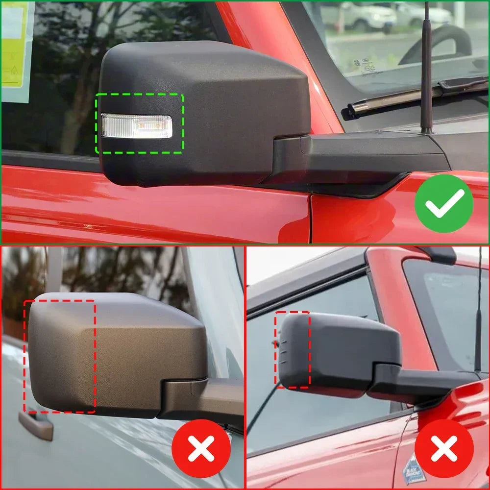 Real Carbon Fiber Mirror Cap Cover with Turn Signal For 2021+ Ford Bronco