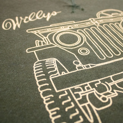 Mens Jeep® Willys MB Line Art Crew Sweatshirt - Military Green