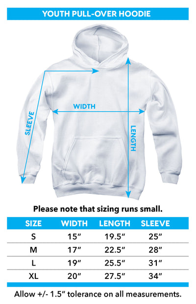 Youth pullover hoodie size chart