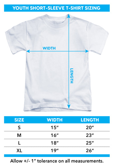 Youth t-shirt size chart