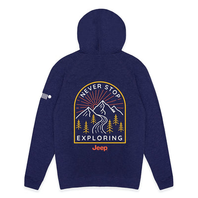 Mens Jeep® Never Stop Exploring Zip French Terry Hooded Sweatshirt - Denim