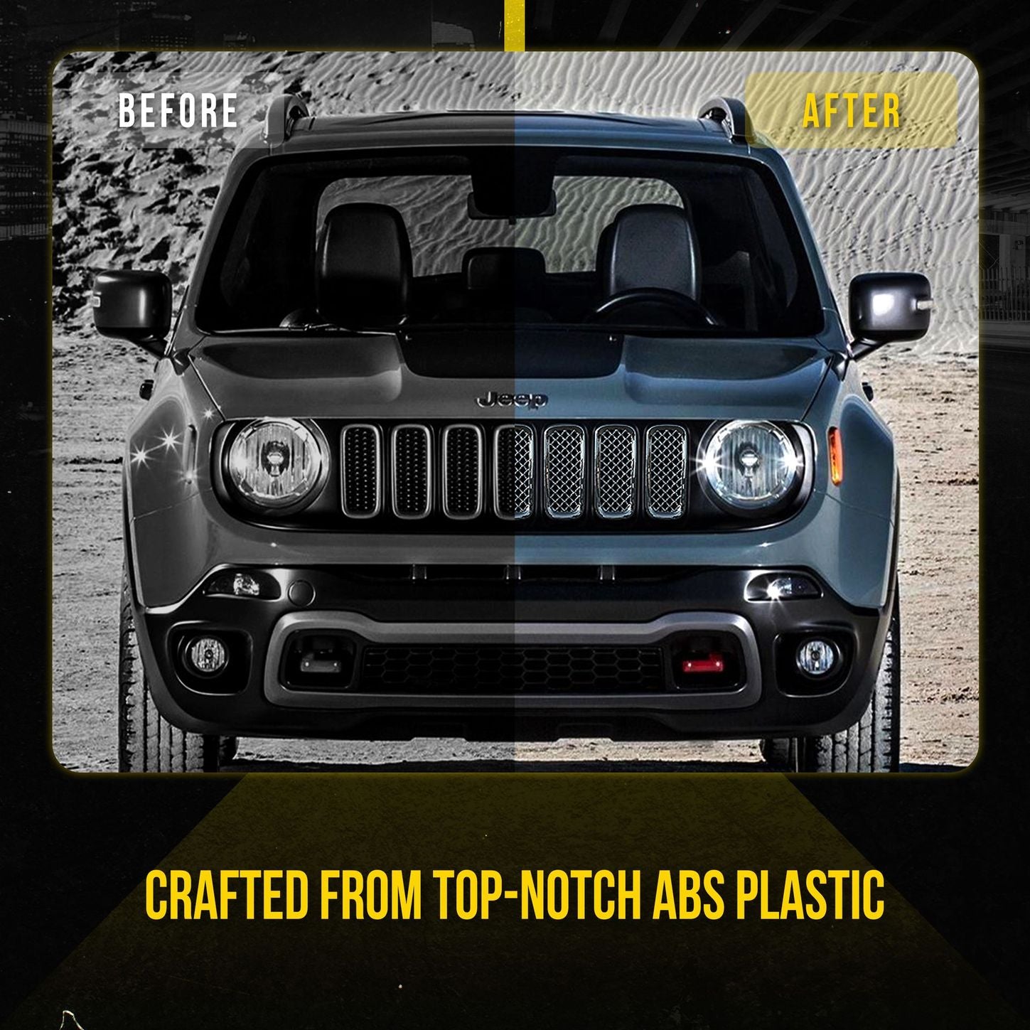 2015-2019 Jeep Renegade Sport/Limited/Latitude 7 PCS Chrome Tape-on Patented Grille Overlay