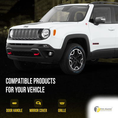 2015-2019 Jeep Renegade Sport/Limited/Latitude 7 PCS Chrome Tape-on Patented Grille Overlay