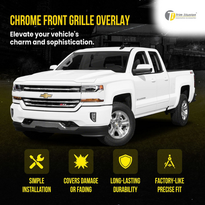 2016-2018 Chevrolet Silverado 1500 Z71/High Country 3 PCS Chrome Tape-on Patented Grille Overlay