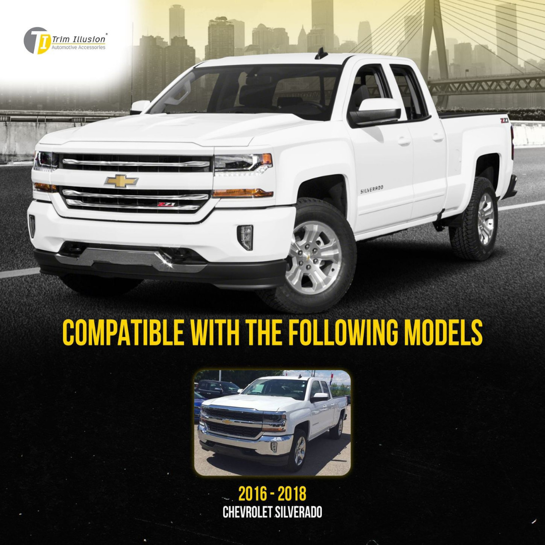 2016-2018 Chevrolet Silverado 1500 Z71/High Country 3 PCS Chrome Tape-on Patented Grille Overlay