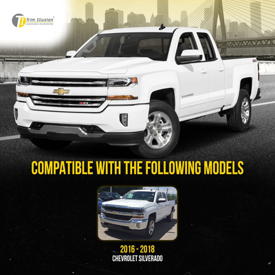 2016-2018 Chevrolet Silverado 1500 Z71/High Country 3 PCS Chrome Tape-on Patented Grille Overlay