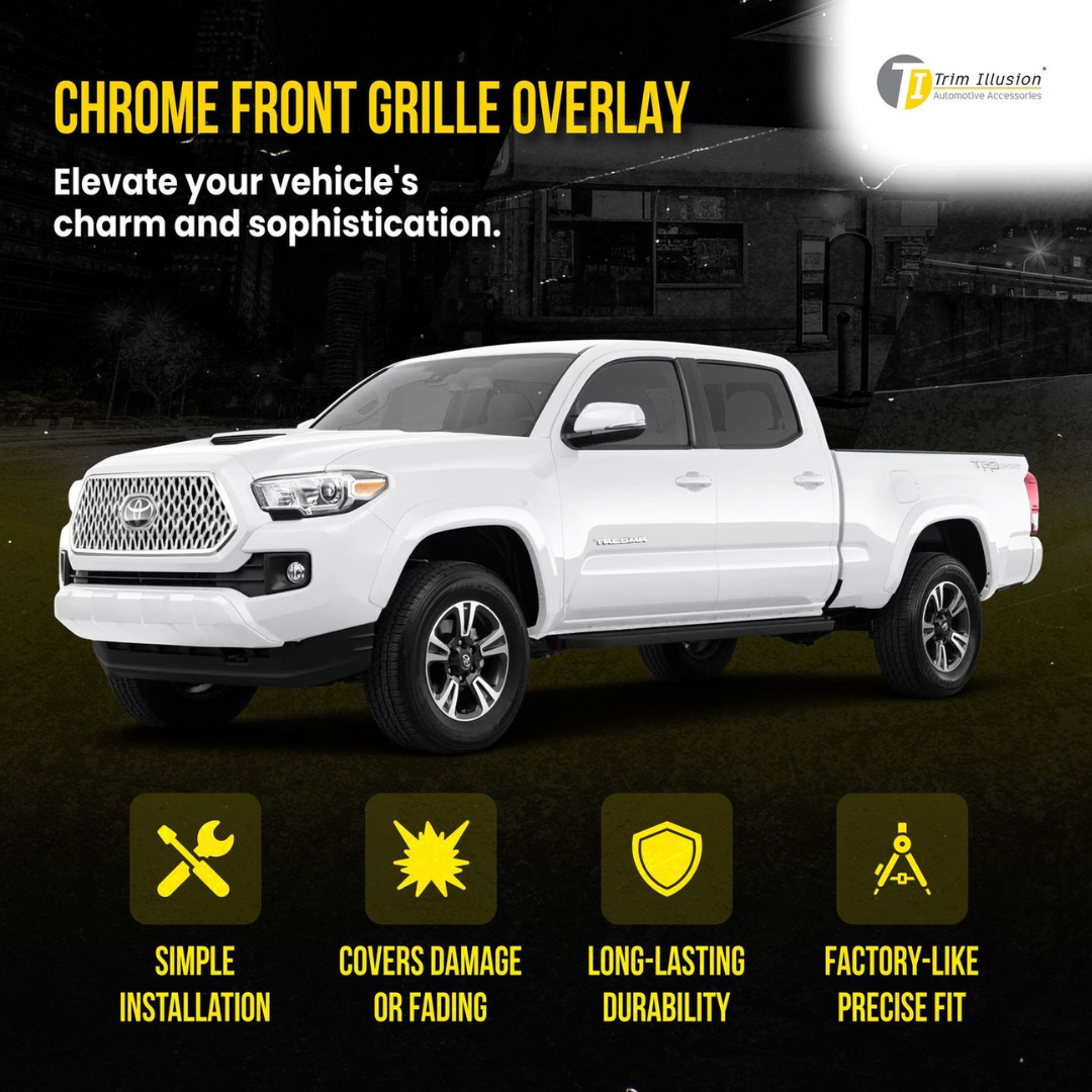 2018-2019 Toyota Tacoma TRD Sport/Off-Road 1 PC Chrome Tape-on Patented Grille Overlay