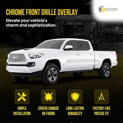 2018-2019 Toyota Tacoma TRD Sport/Off-Road 1 PC Chrome Tape-on Patented Grille Overlay