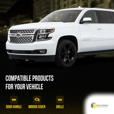 2015-2020 Chevrolet Tahoe/Suburban 2 PCS Diamond Mesh Chrome Tape-on Patented Grille Overlay
