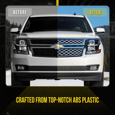 2015-2020 Chevrolet Tahoe/Suburban 2 PCS Diamond Mesh Chrome Tape-on Patented Grille Overlay