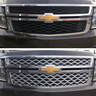 2015-2020 Chevrolet Tahoe/Suburban 2 PCS Diamond Mesh Chrome Tape-on Patented Grille Overlay
