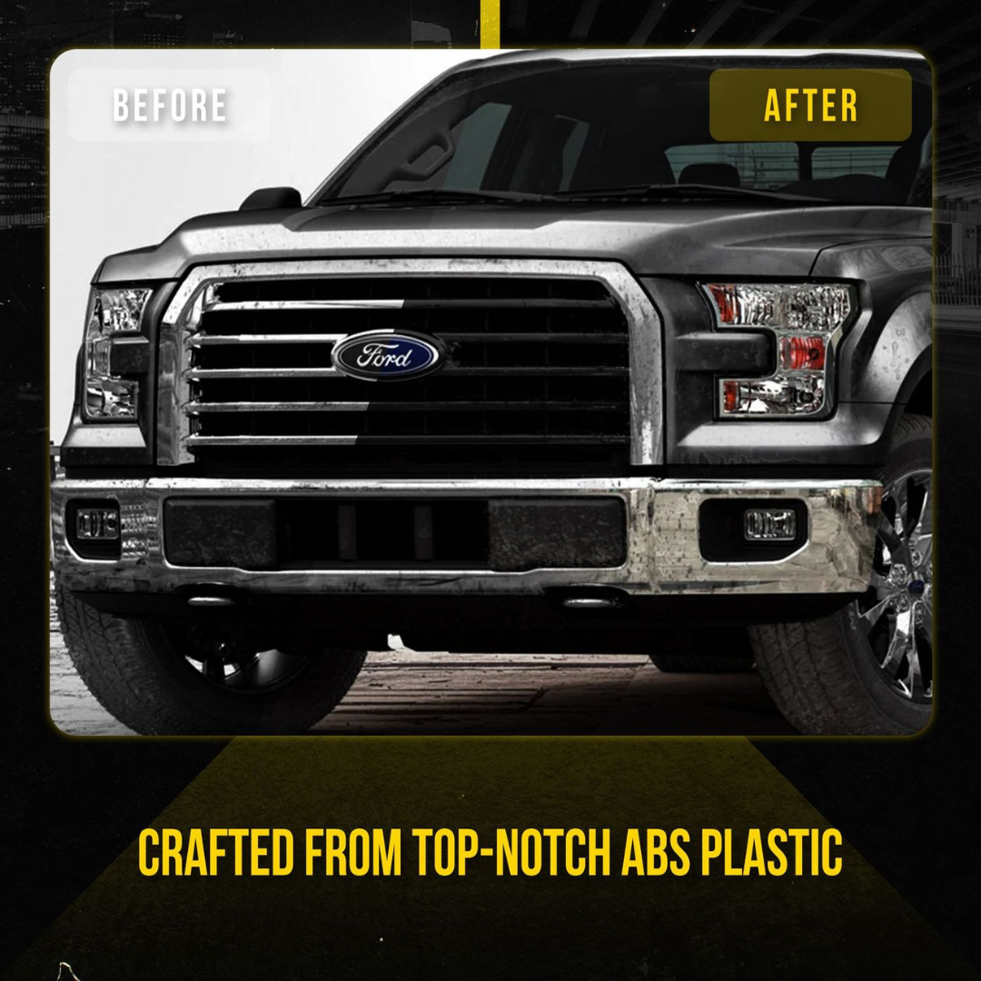 2015-2017 Ford F-150 XLT 4 PCS Gloss Black Tape-on Patented Grille Overlay