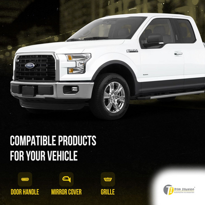 2015-2017 Ford F-150 XLT 4 PCS Gloss Black Tape-on Patented Grille Overlay