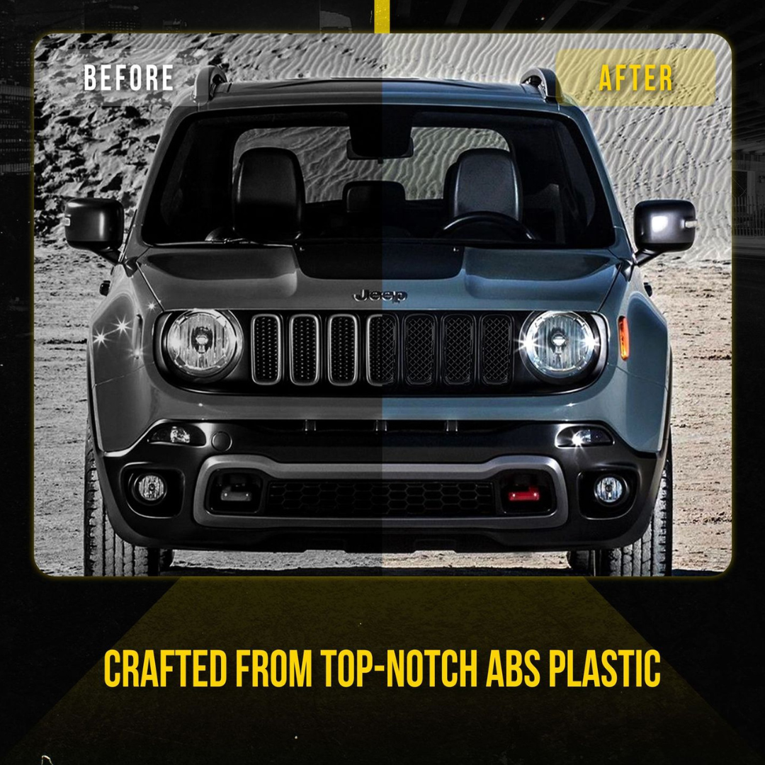 2015-2019 Jeep Renegade Sport/Limited/Latitude 7 PCS Gloss Black Tape-on Patented Grille Overlay