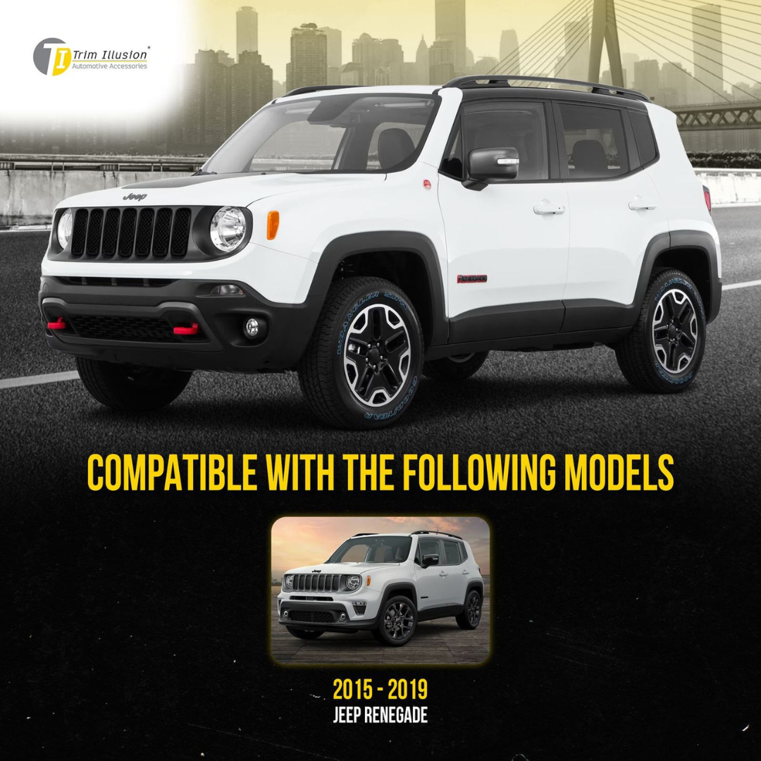 2015-2019 Jeep Renegade Sport/Limited/Latitude 7 PCS Gloss Black Tape-on Patented Grille Overlay