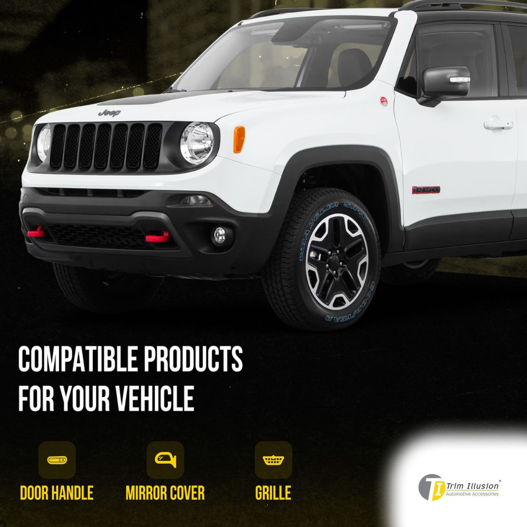 2015-2019 Jeep Renegade Sport/Limited/Latitude 7 PCS Gloss Black Tape-on Patented Grille Overlay