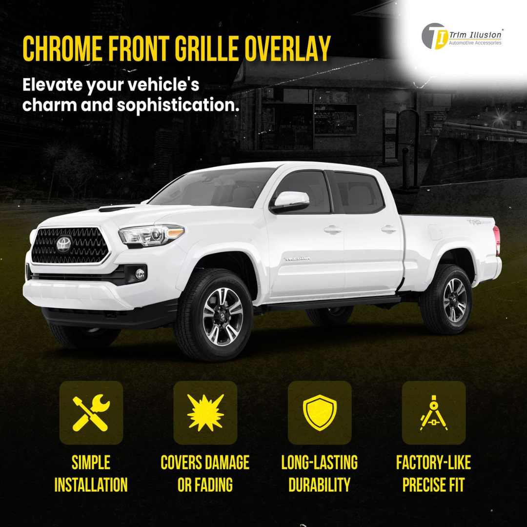 2018-2019 Toyota Tacoma TRD Sport/Off-Road 1 PC Gloss Black Tape-on Patented Grille Overlay