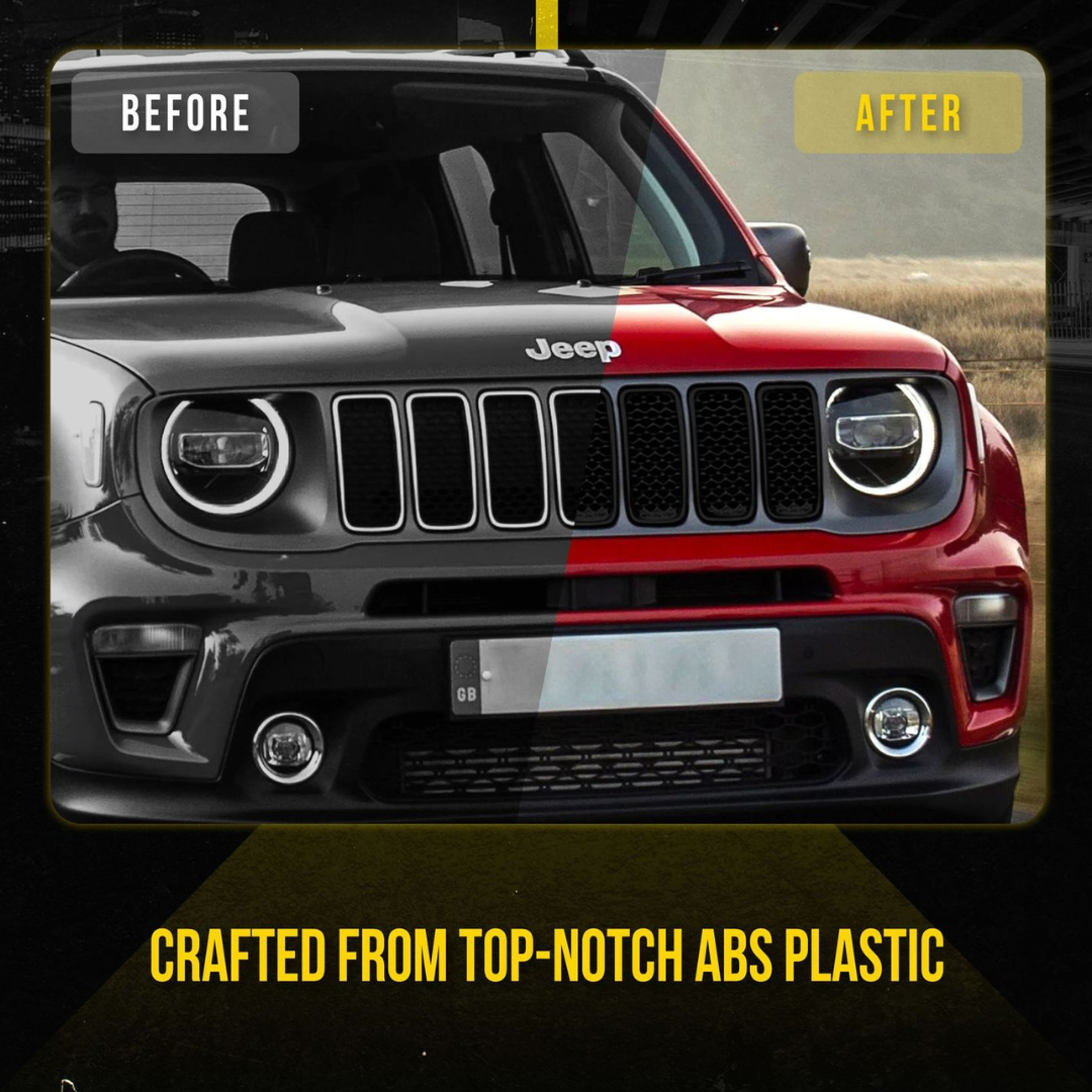 2019-2023 Jeep Renegade 2019 Late Model 7 PCS Gloss Black Tape-on Patented Grille Overlay