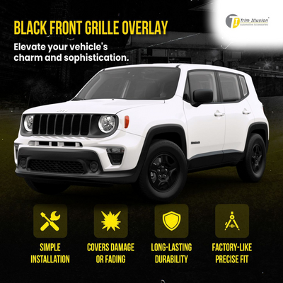 2019-2023 Jeep Renegade 2019 Late Model 7 PCS Gloss Black Tape-on Patented Grille Overlay