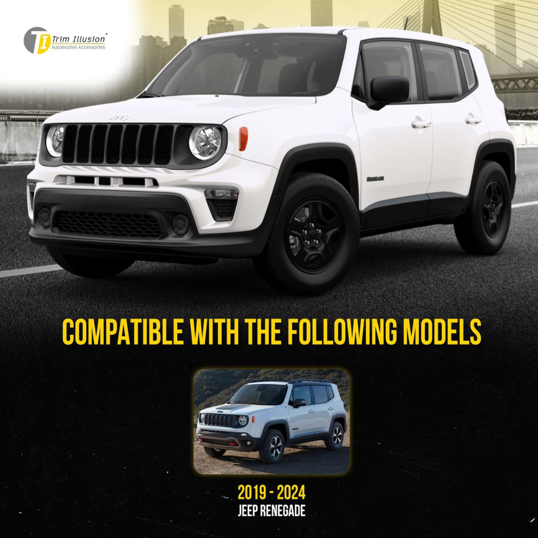 2019-2023 Jeep Renegade 2019 Late Model 7 PCS Gloss Black Tape-on Patented Grille Overlay