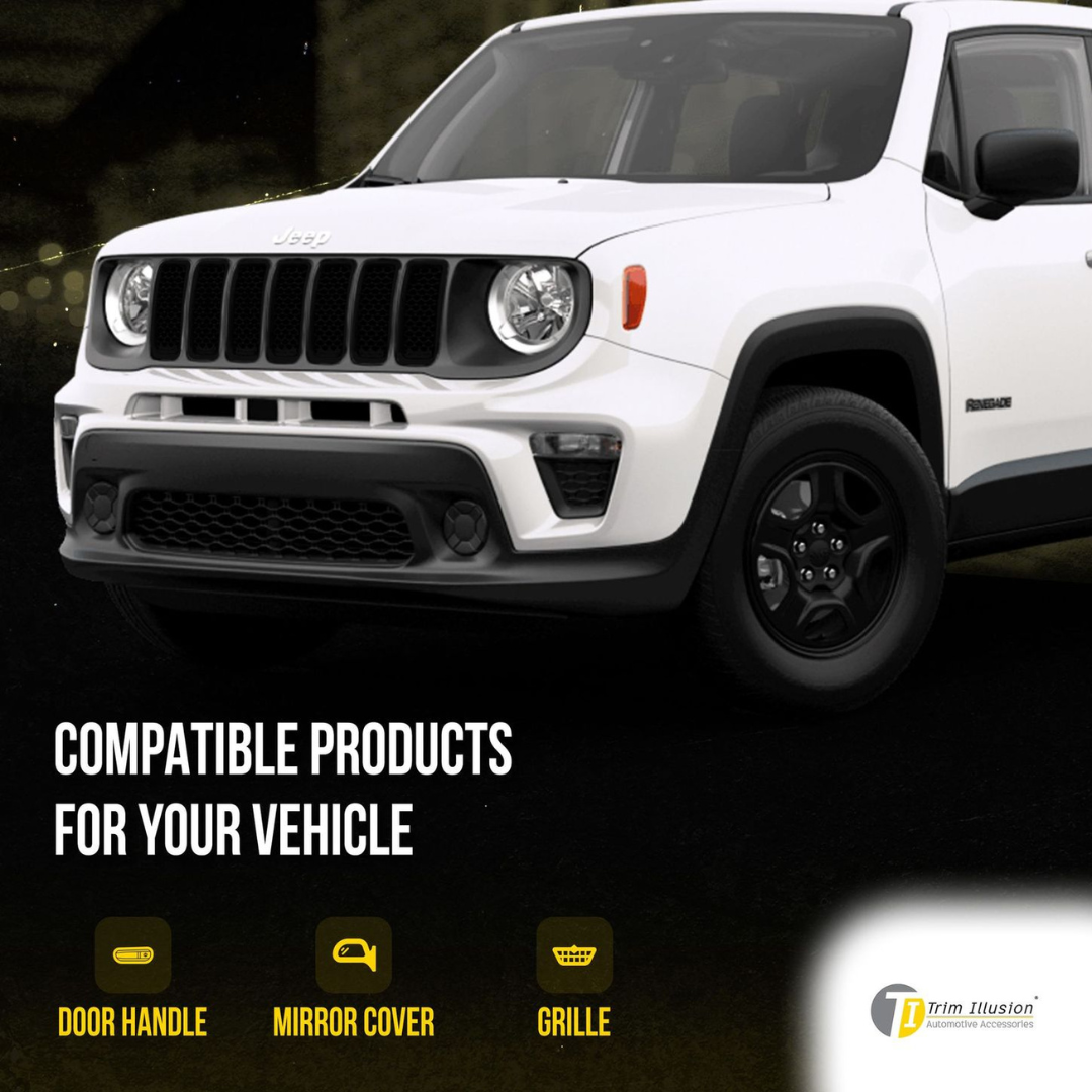 2019-2023 Jeep Renegade 2019 Late Model 7 PCS Gloss Black Tape-on Patented Grille Overlay
