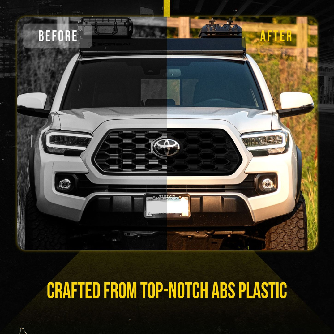 2020-2023 Toyota Tacoma TRD Sport/Off-Road Does not fit grille with Camera 1 PC Gloss Black Snap-on W/Tape Patented Grille Overlay