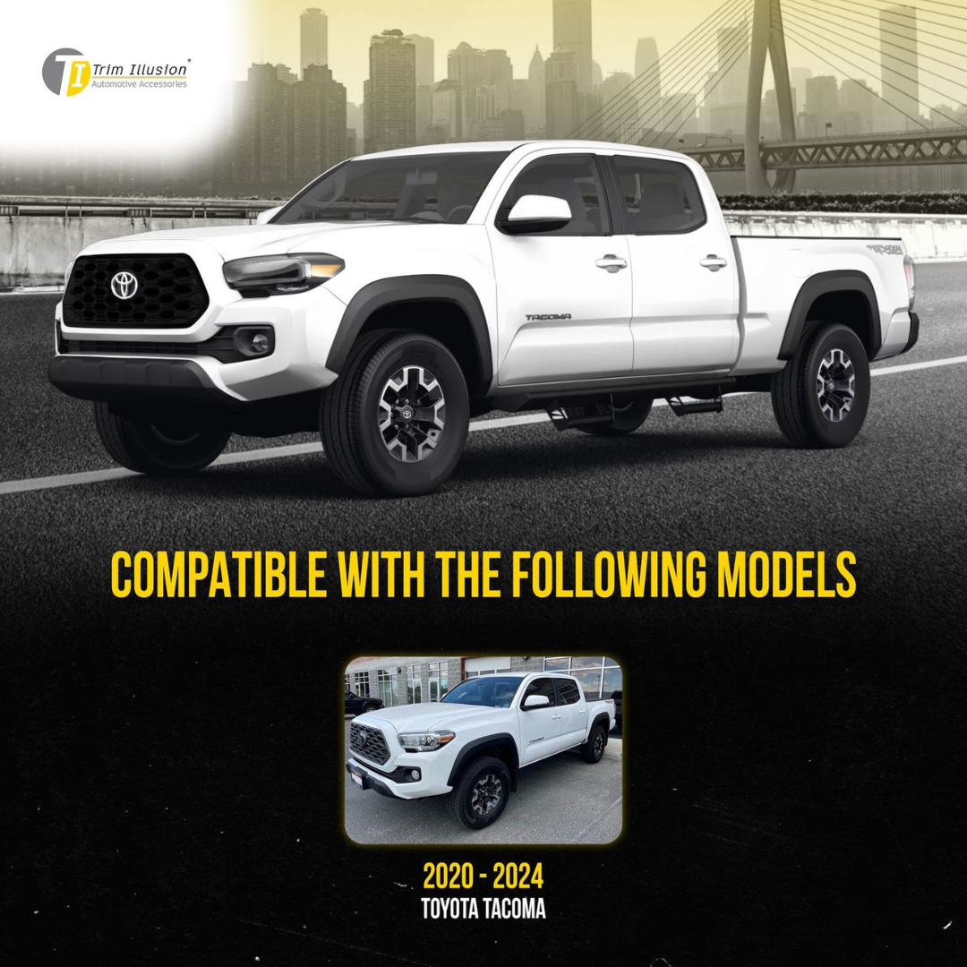 2020-2023 Toyota Tacoma TRD Sport/Off-Road Does not fit grille with Camera 1 PC Gloss Black Snap-on W/Tape Patented Grille Overlay
