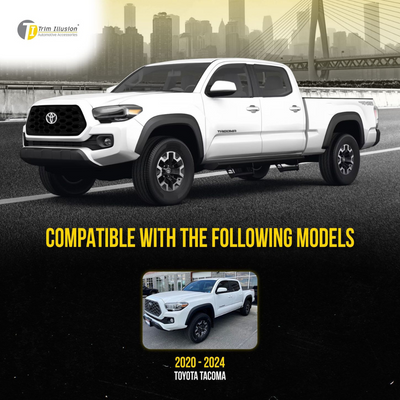 2020-2023 Toyota Tacoma TRD Sport/Off-Road Does not fit grille with Camera 1 PC Gloss Black Snap-on W/Tape Patented Grille Overlay