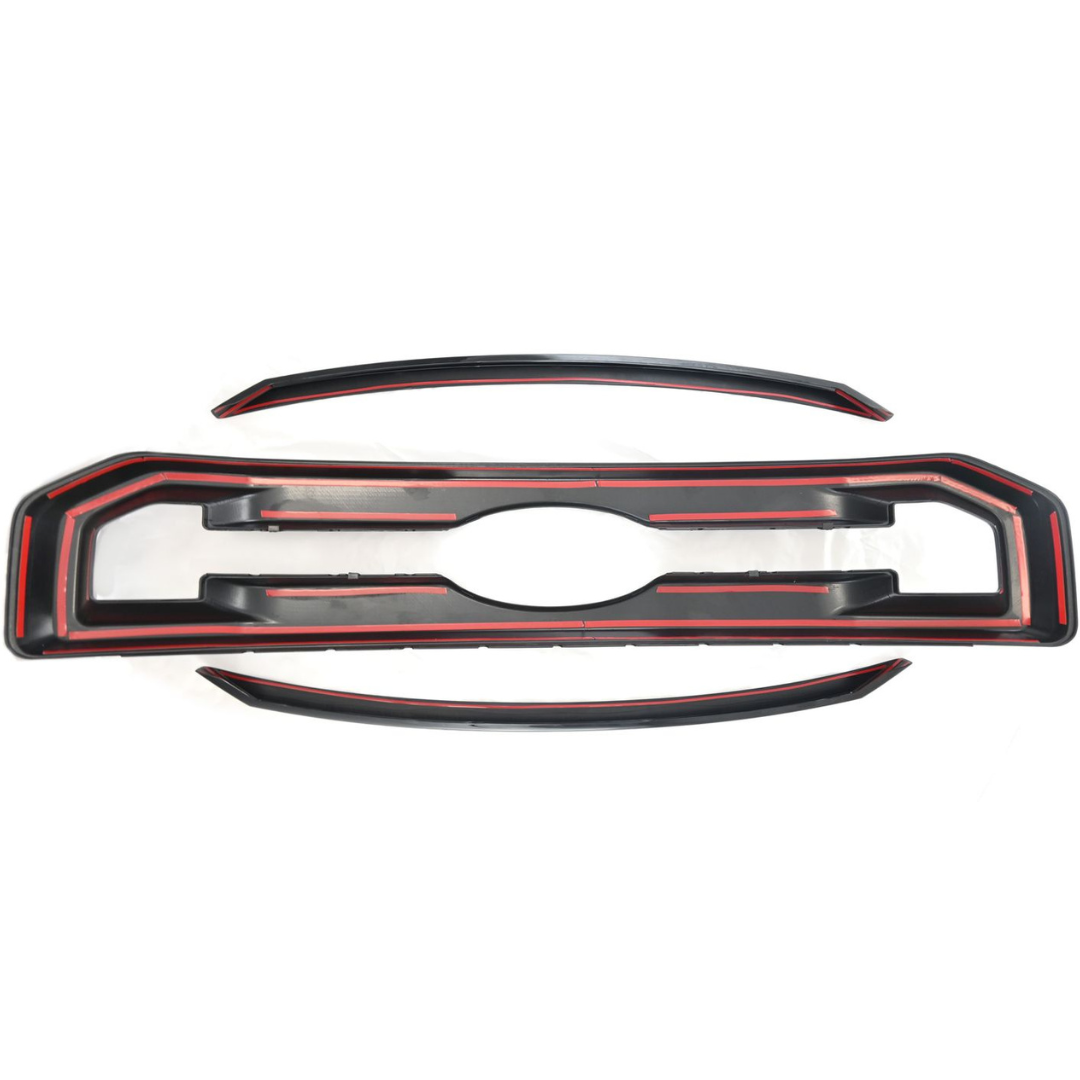 2020-2022 Ford F-250 Super Duty/F-350 Super Duty XLT 3 PCS Gloss Black Snap-on W/Tape Patented Grille Overlay