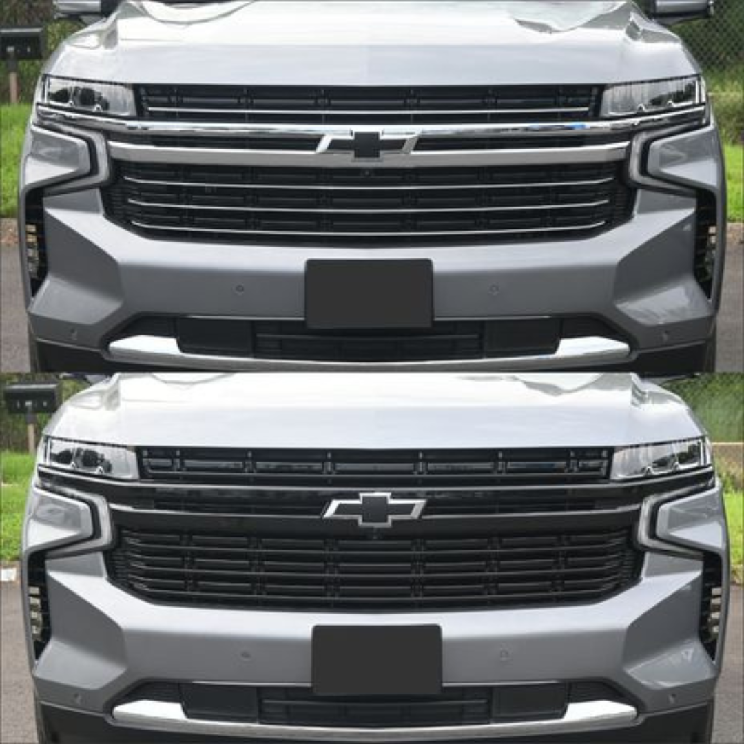 2021-2024 Chevrolet Suburban/Tahoe LT/Premier 5 PCS Gloss Black Snap-on W/Tape Patented Grille Overlay