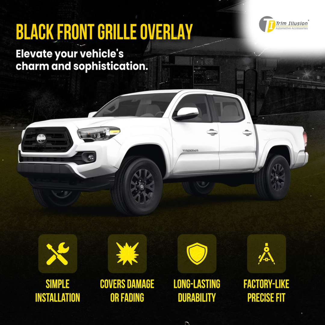 2020-2023 Toyota Tacoma SR/SR5 1 PC Gloss Black Snap-on W/Tape Patented Grille Overlay