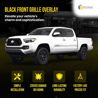 2020-2023 Toyota Tacoma SR/SR5 1 PC Gloss Black Snap-on W/Tape Patented Grille Overlay