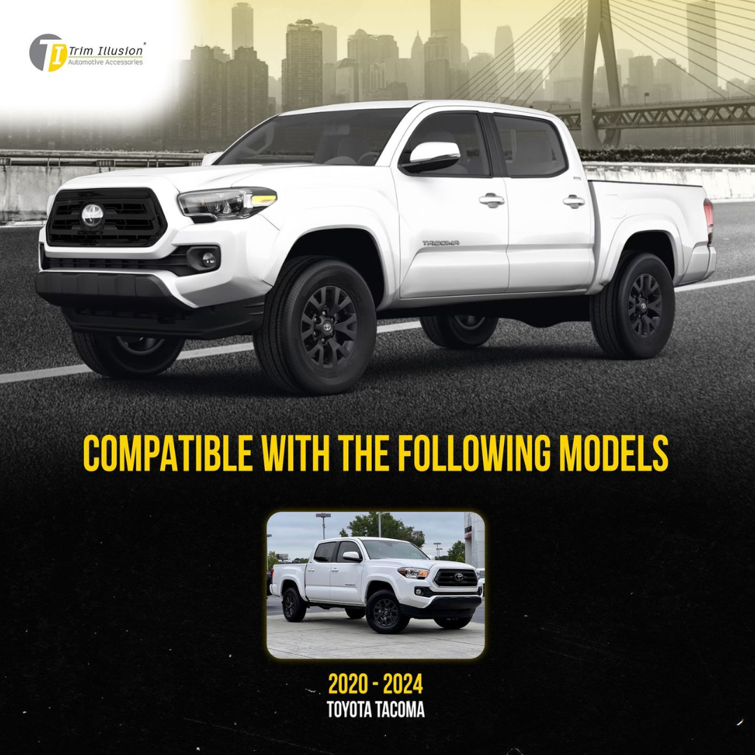 2020-2023 Toyota Tacoma SR/SR5 1 PC Gloss Black Snap-on W/Tape Patented Grille Overlay