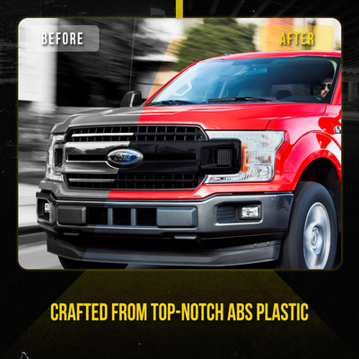 2018-2020 Ford F-150 XLT 3 PCS Gloss Black Snap-on W/Tape Patented Grille Overlay