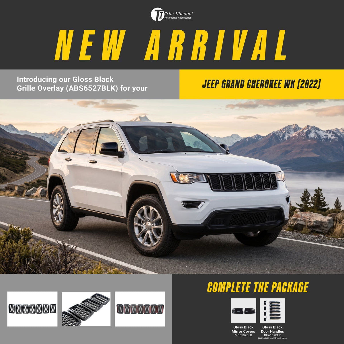 Trim Illusion ABS6527BLK gloss black grille overlay for 2017-2022 Jeep Grand Cherokee and Grand Cherokee WK - image 15