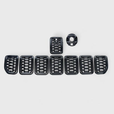 Trim Illusion ABS6534BLK gloss black grille overlay for 2021-2026 Jeep Grand Cherokee L and Grand Cherokee - image 1
