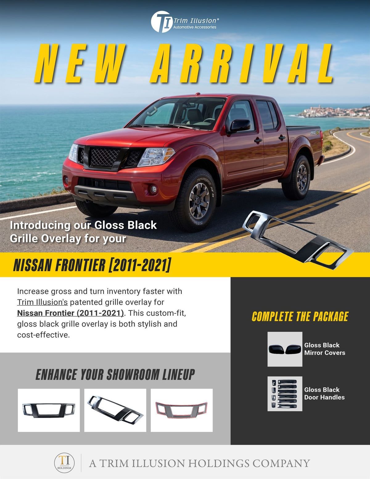 Trim Illusion ABS6580BLK gloss black grille overlay for 2011-2021 Nissan Frontier - image 14